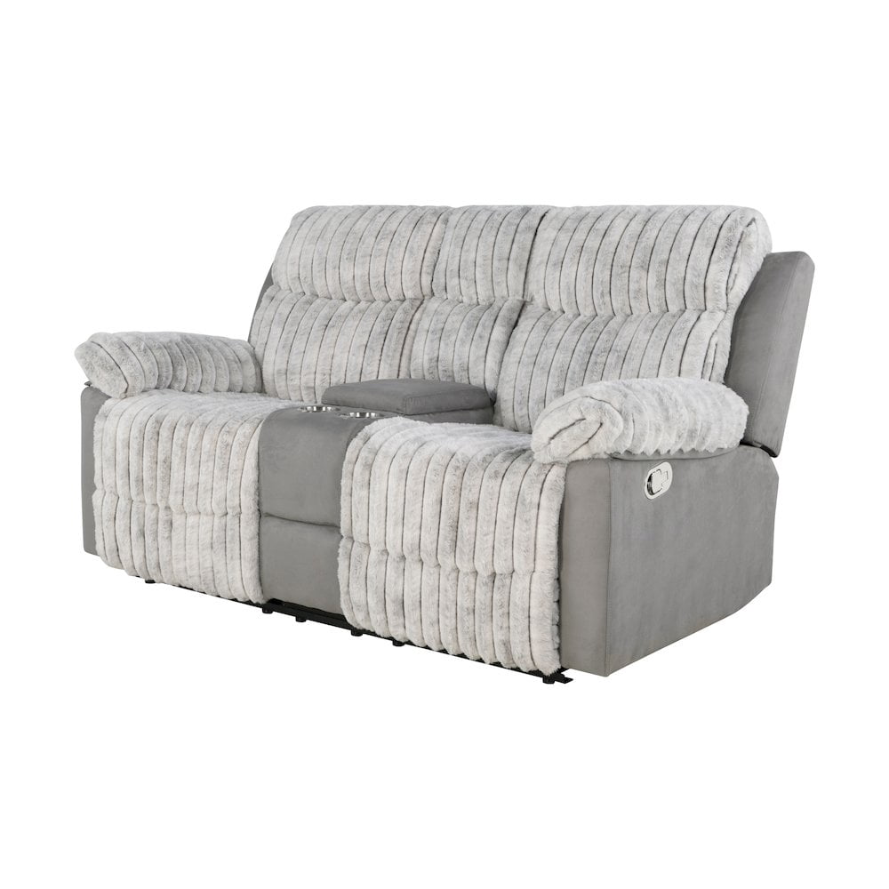 U6028 Gray Extra Soft Console Reclining Loveseat