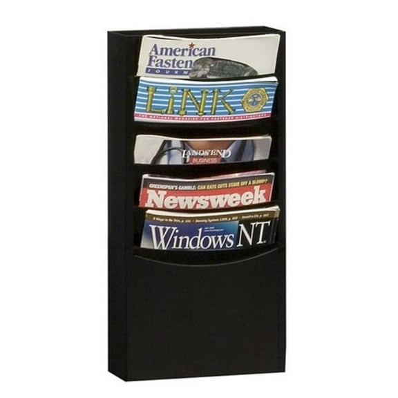 Durham  Steel 5 Contour Pocket Vertical Literature Rack, Black