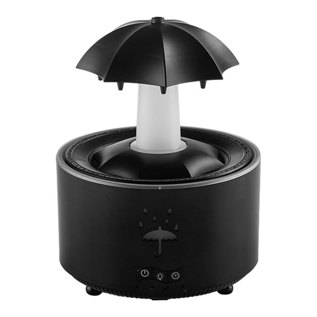 Humidificador con forma de giratorio, humidificador con aroma a gotas, 300 ml, luces de colores, humidificador de lluvia para mesa de