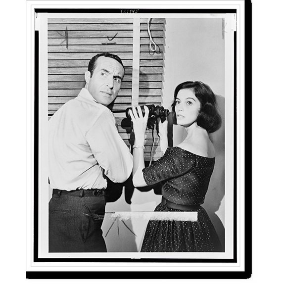 Historic Print, [Ricardo Montalbn and Marisa Pavan hiding in hotel room in the CBS Playhouse 90 production of Target for Three"]", 18" x 24"