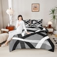 thumbnail image 4 of Castle Fairy Teens Stripes Twin Comforter Sets,Mid Century Geometric Lines Bedding Set, 4 of 8