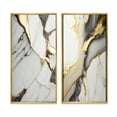 thumbnail image 2 of Designart "Opulent White and Gold Geode Marble I" Abstract Marble Framed Wall Art Set Of 2 - White Abstract Framed Canvas Set For Living Room Decor, 2 of 7