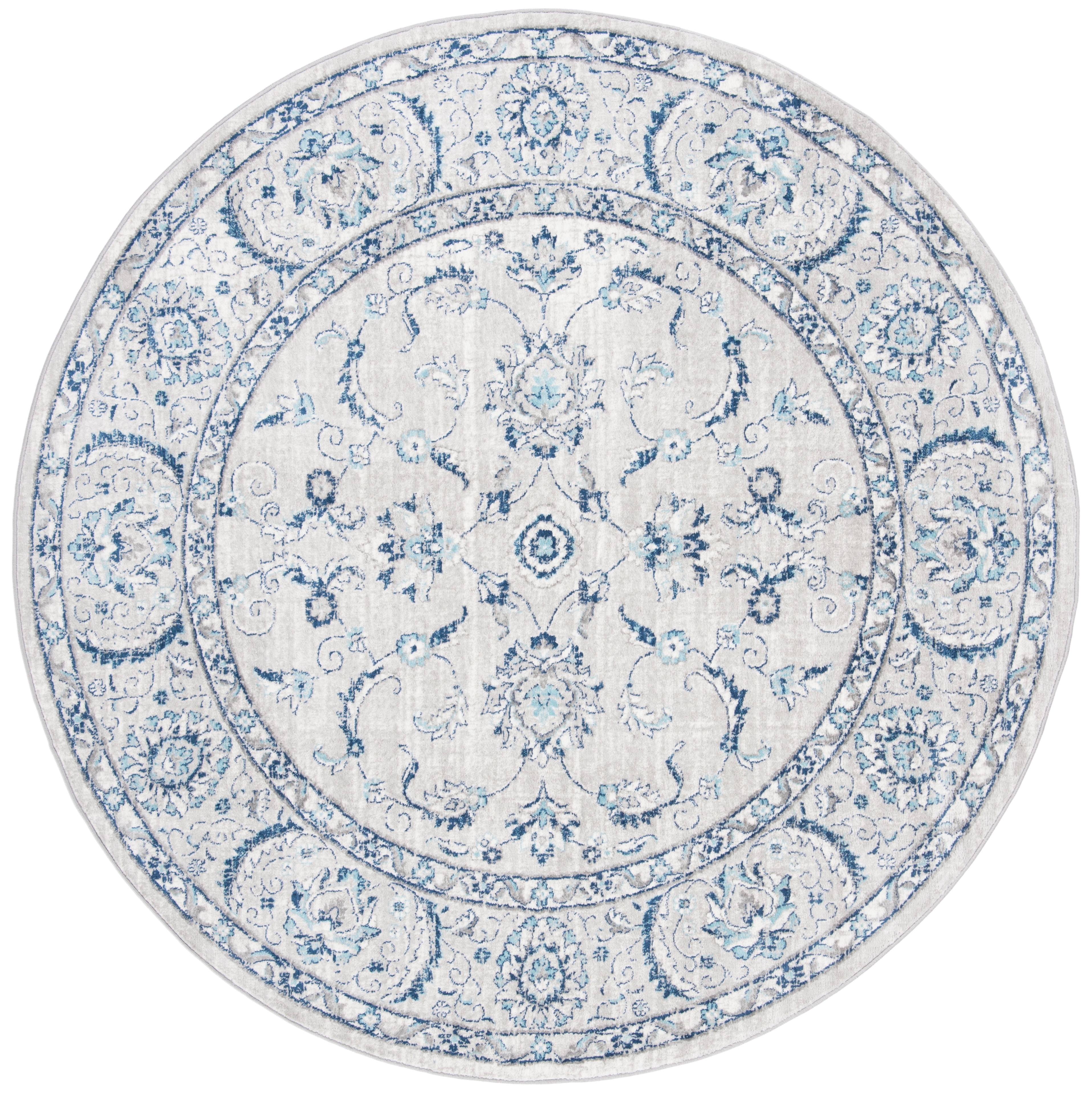 SAFAVIEH Brentwood Aloysius Oriental Area Rug, Light Gray/Blue, 5' x 5' Round