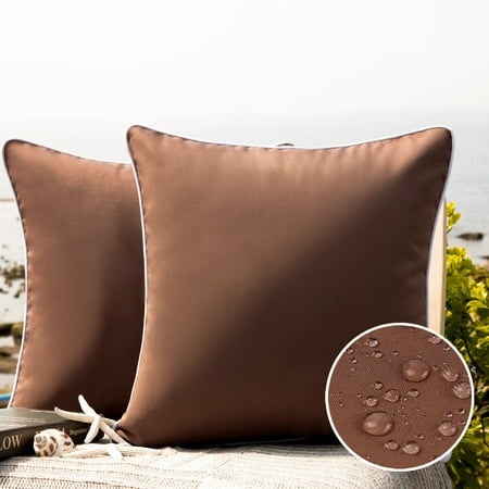 

Outdoor Waterproof Decorative Throw Pillow Cover 18 x 18 Brown Pack of 2
