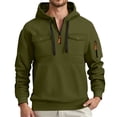 thumbnail image 2 of Plain Hoodies for Men 2025 Fall Winter Long Sleeve Hooded Sweatshirt with Pockets Half Zipper Pullover Mens Hoodies, 2 of 8