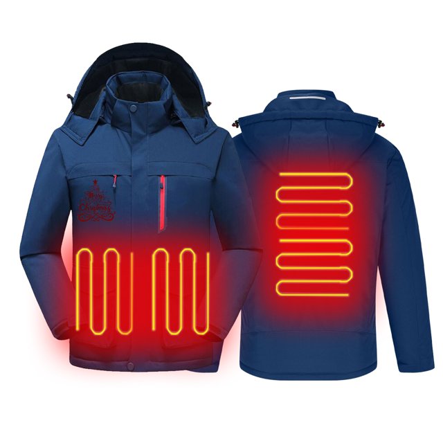 LOVZFMLL Jackets for Mens Christmas Printed Casual Hooded Sweatshirt With Multiple Pockets Intelligent Single Control Three Districts Heating And A Jacket