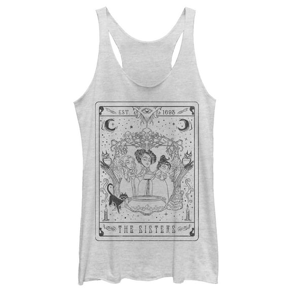 Women's Hocus Pocus Sanderson Sister Tarot Card Racerback Tank Top White Heather Medium