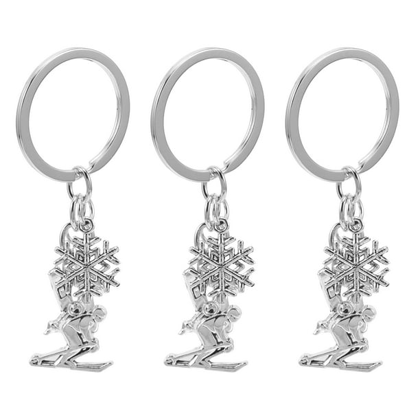 3 llaveros de esquí, llavero decorativo de aleación de zinc, llavero de esquí, abalorio para bolso de esquí, llavero de esquí, abalorio para monopatín