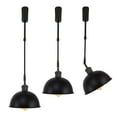 thumbnail image 1 of FSLiving Adjustable Height Track Pendnat Light J-Type Industrial Style Retractable Track Spotlight, Telescoping Rod Gimbaled Lamp-Post Juno Track Instant On Black Dome Shape Cover Lamp, 3 Lights, 1 of 7
