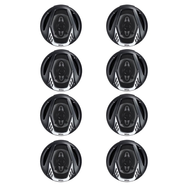 BOSS NX654 6.5" 400W 4-Way Car Audio Coaxial Speakers Stereo, Black (8 Speakers)