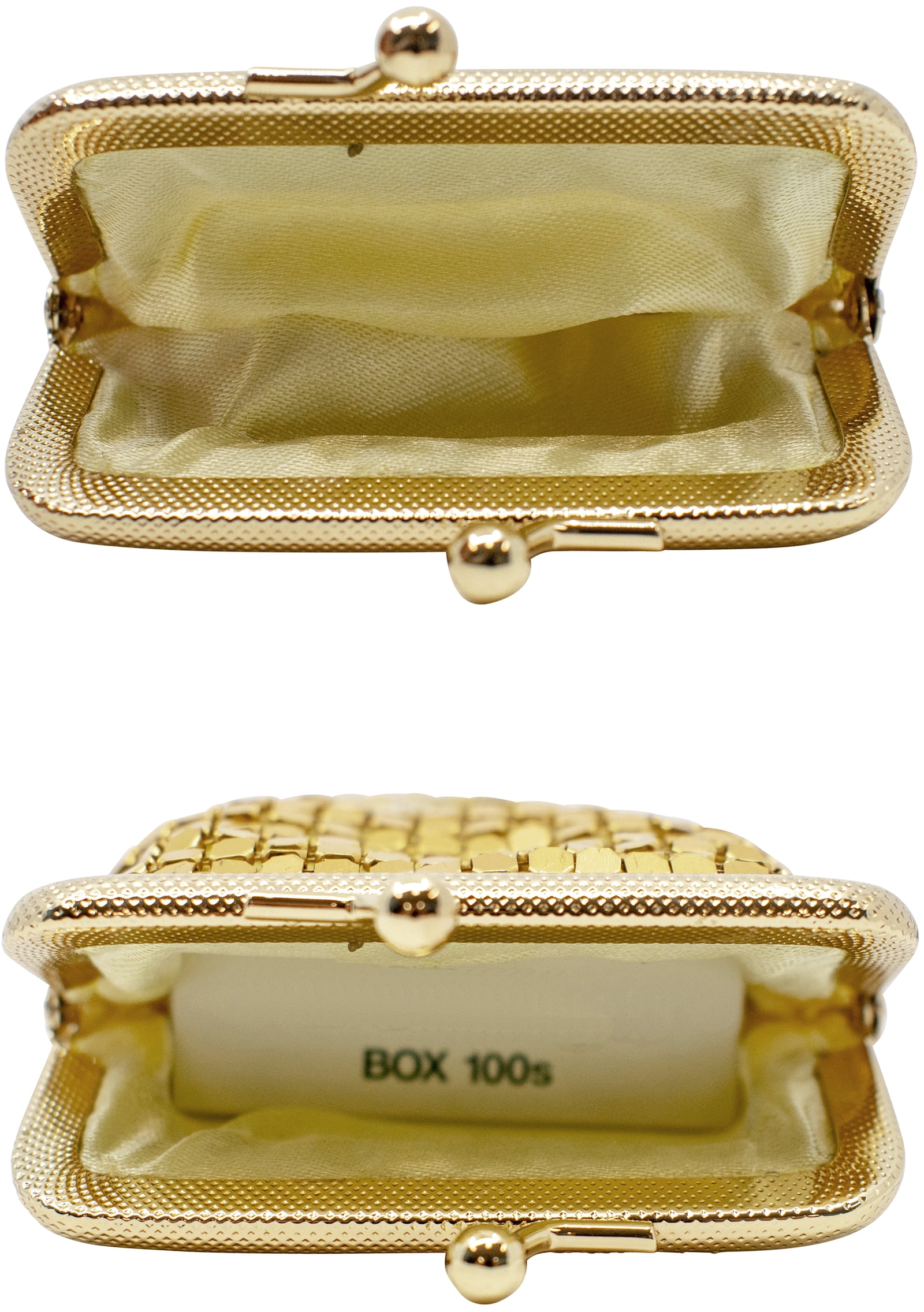 Set of 2 Vintage Soft Metallic Mesh Long Cigarette Case Purses (4mm, Gold)