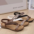 thumbnail image 5 of Women's Flat Sandals Dressy Summer Beach Shoes Casual Comfortable Boho Rhinestone Open Toe Elastic Strappy Sandals, 5 of 8