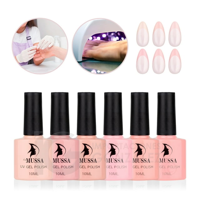 Esmaltes para Uñas Mussa Gelish Semipermanente 10 ml x 6 unidades Base Francesa