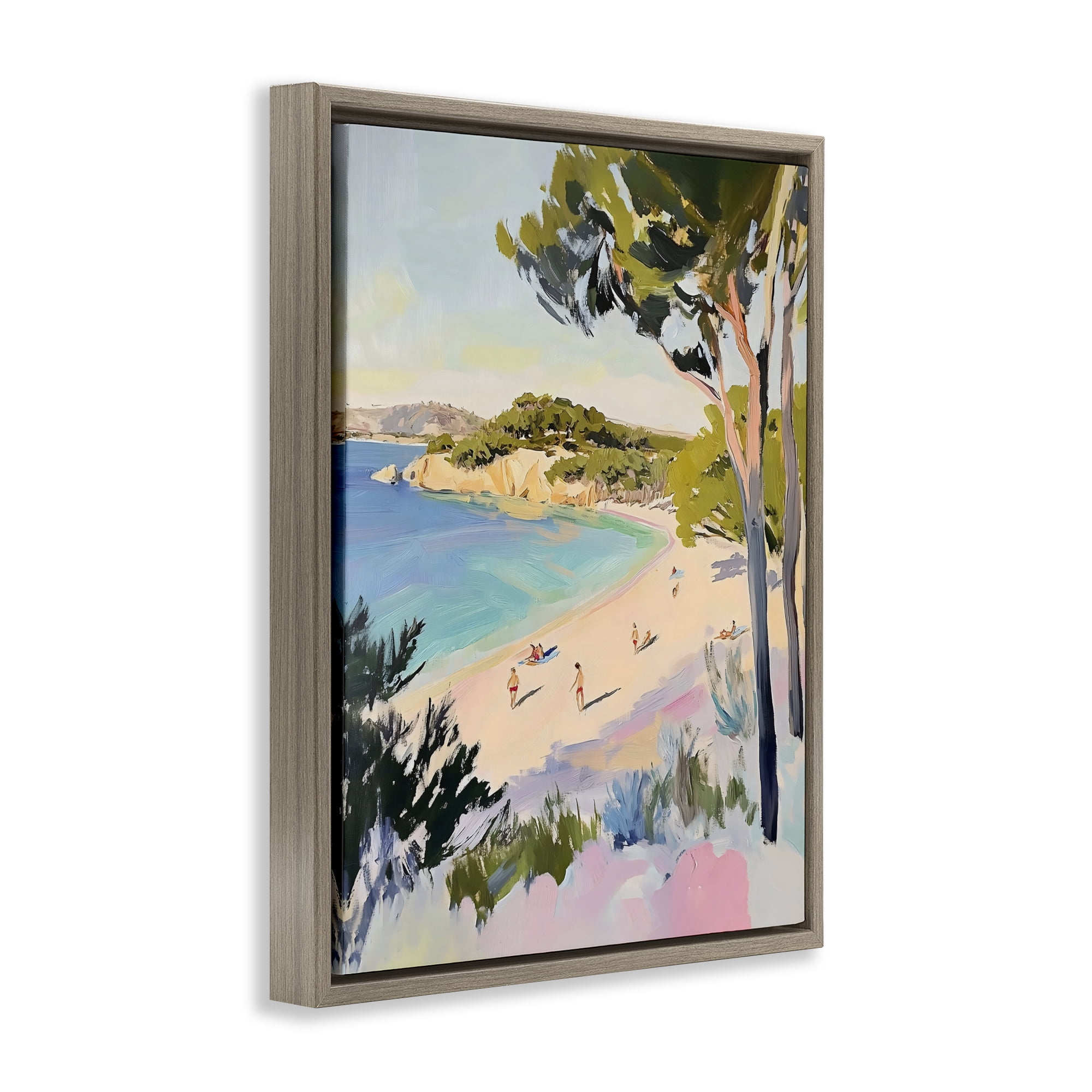 Stupell Industries Amalfi Coast Beach Escape Brown Framed Floater Canvas Wall Art, design by The Prints Vibe
