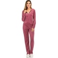 thumbnail image 3 of LELINTA Women's Plus Size Velour Tracksuits 2 Piece Outfits Hoodie & Yoga Sweatpants Running Jogger Tracksuit Sweatsuit Set, Pink/ Light Purple, S-2XL, 3 of 6