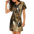 thumbnail image 2 of Yiaed Musical Horse Vintage Collage Print Women's Loose-Fit Short Sleeve Nightgown, Soft and Comfortable Sleep Dress for Relaxation and Sleepwear, 2 of 6