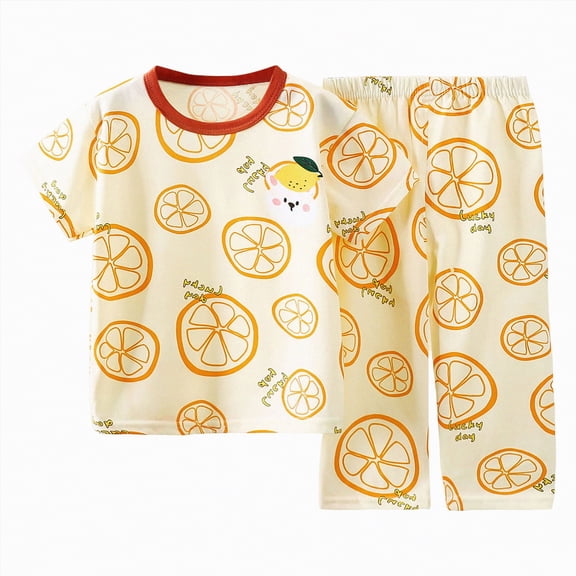 Gubotare Baby Girl Pajamas Girls 2-piece Loose-fit Button Down Matching Pajama Set, Soft & Cute for Kids 6 12 Months (Yellow,6-12 Months)