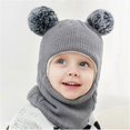 thumbnail image 4 of Baby Boy Girl Hat And Scarf All In One Winter Thicken Plus Velvet Face Ear Protection Knitted Cap Toddler Children Kids Warm Hat, 4 of 4
