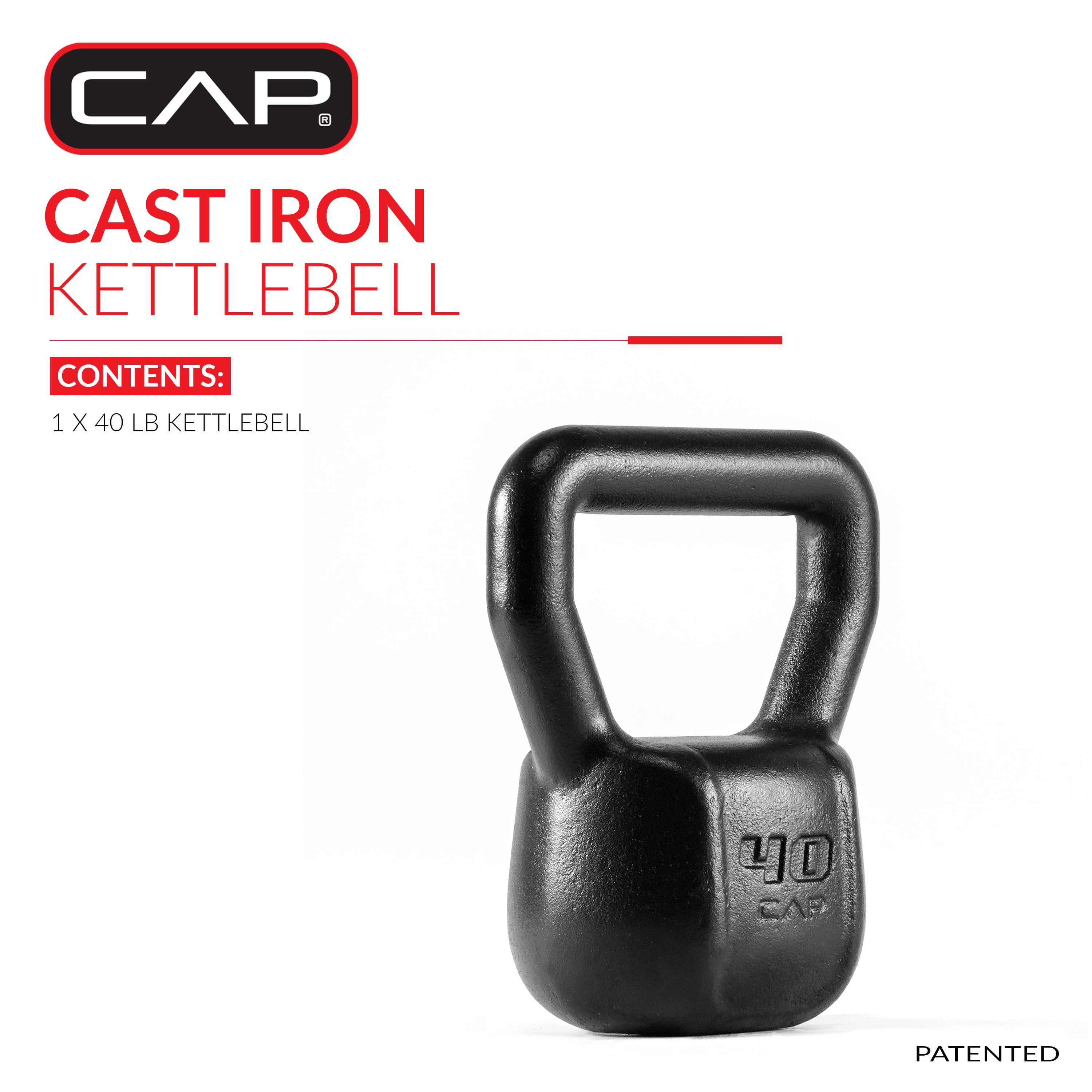 CAP Barbell Cast Iron Kettlebell, Home Gym Strength Training Weight, 40 lb