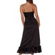 thumbnail image 4 of Vestido De Mujer Bodycon Correa Larga De Espagueti Color SóLido Volantes Dobladillo Vestido Con Cremallera En La Espalda, 4 of 4