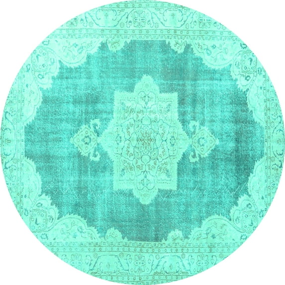 Ahgly Company Indoor Round Persian Turquoise Blue Traditional Area Rugs, 7' Round