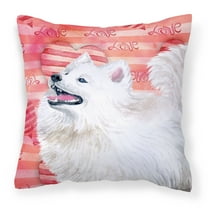 Carolines Treasures BB9778PW1414 Samoyed Love Fabric Decorative Pillow  14Hx14W multicolor