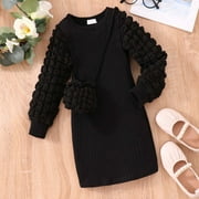 Mceream 4T Dresses for Girls Special Occasion Long Sleeve Dresses Casual Fall Dresses Fairy Dress Fall Clothes Toddler Winter Clothes 2T Plus Size Vestido De NiñA Cyber and Monday Deals