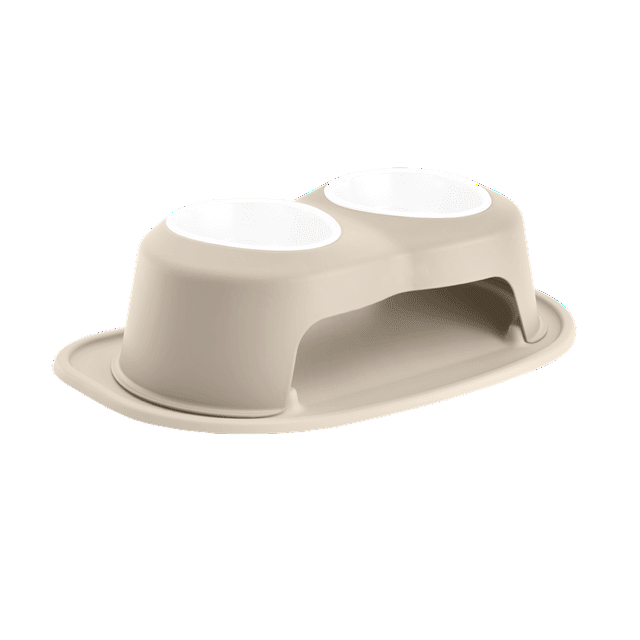 WeatherTech Système d'Alimentation pour Animaux Double Hauteur 6 Pouces Support Haut - Plastique Sans BPA - Beige