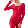 thumbnail image 1 of Qarigey Ropa interior térmica transpirable mujer invierno calzoncillos largos buena elasticidad camiseta femenina traje transpirable ropa de conjuntos de ropa Rosa roja, 1 of 6