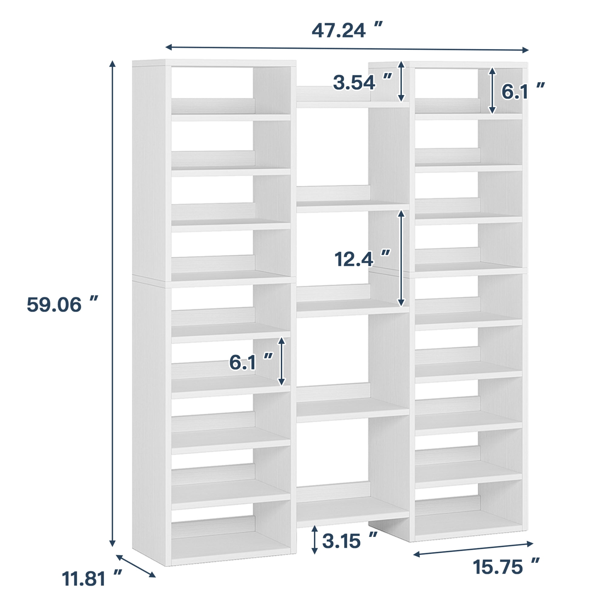 Demi Bonn Elegant Wooden Shoe Storage Cabinet, Space-Saving Solution with Cubbies for 23 Pairs, Freestanding Shoe Rack Organizer, White
