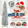 thumbnail image 6 of Costway 7 FT Pre-Lit Slim Christmas Tree Flocked Decoration with Pine Needles & Lights, 6 of 10