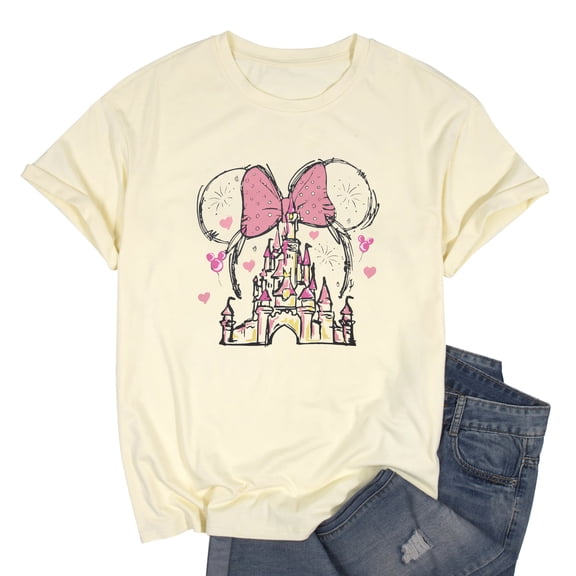 KimSoong Women Magic Kingdom T-Shirt Castle Graphic Shirts Casual Family Vacation Holiday Shirt Cute Short Sleeve Tee Top