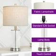 thumbnail image 5 of OUTON 21.5" Modern Glass Table Lamps Set of 2,  Dimmable Touch Bedside Nightstand Lamps with USB Ports for Living Room Bedroom,Bulbs Included,White, 5 of 11