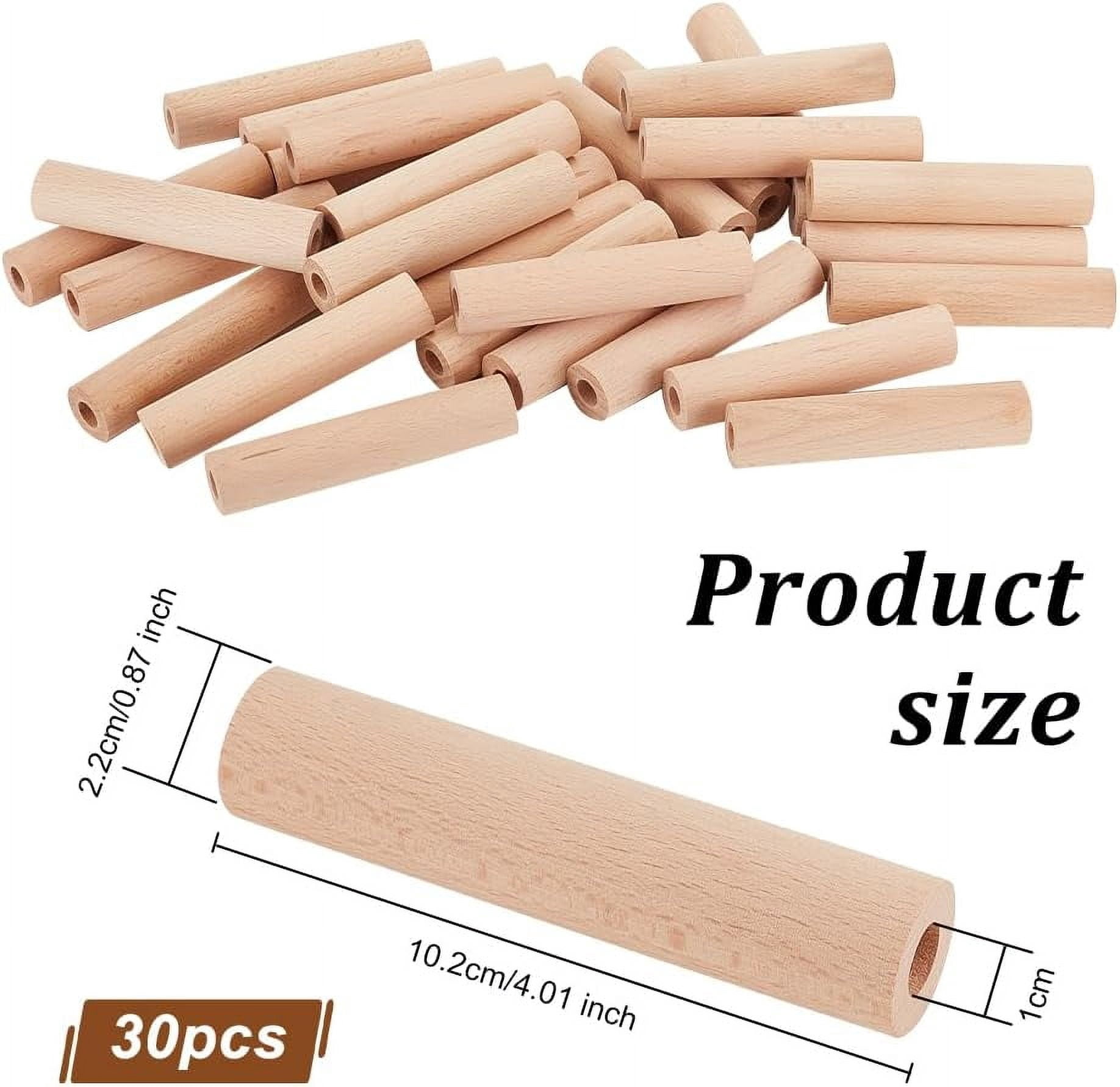 30Pcs 4x0.9 Inch Hollow Wood Sticks Round Wooden Dowel Rod with 0.4 Inch Hole Unfinished Beech Wood Rods Natural Wood Round Rods for DIY Crafts Arts Projects