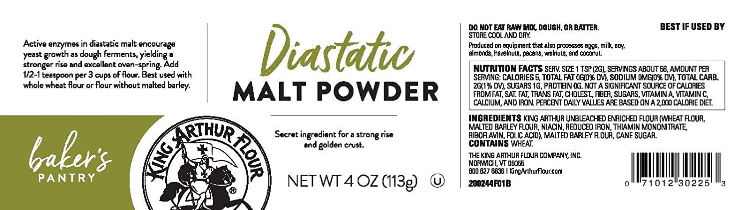 King Arthur Diastatic Malt Powder, 4 oz Jar, Kosher