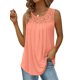 thumbnail image 1 of Camisetas de Tirantes de Verano para Mujer, Corte Holgado, Túnicas Plisadas, Escote Redondo, Sin Mangas, Encaje, Dobladillo Curvo, Fluidas. Rosa Coral L, 1 of 7