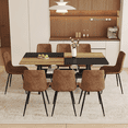 thumbnail image 6 of NYEESS 9-Piece 71 inch Wood Dining Table Set with Storage Shelf and 8 Brown Fabric Chairs, Modern Dining Room Furniture, 6 of 11