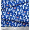 thumbnail image 2 of Soimoi Blue Cotton Duck Fabric Coral Ocean Print Sewing Fabric Yard 42 Inch Wide, 2 of 3