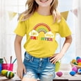 thumbnail image 2 of MIXUE Kids Girls Tops & T-Shirts 100 Days Of School Letter Print Round Neck Short Sleeve Casual Pullover T Shirts Daily-Wear,Yellow,6-7 Years, 2 of 4
