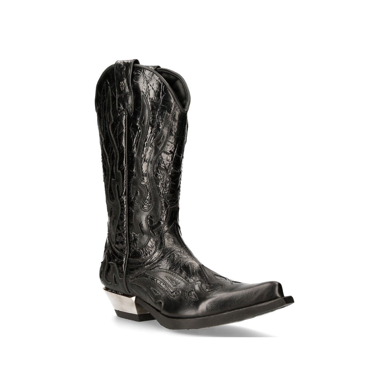 NEW ROCK M-7928-S1 WESTERN COWBOY BOOTS Black Leather Heavy Biker 