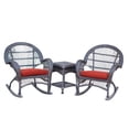 thumbnail image 1 of Jeco 3 Piece Wicker Conversation Set in Espresso with Red Cushions, 1 of 2
