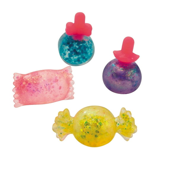 Fun Express 1 3/4" x 3" Bright Color Liquid-Filled Glitter Candy Squeeze Toys