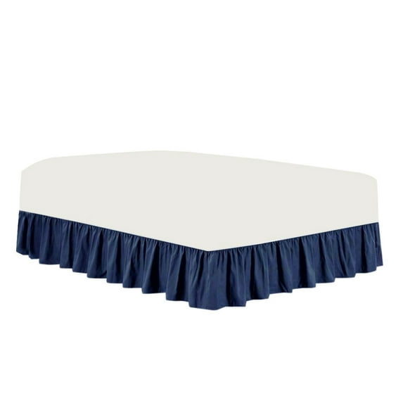The Great American Store- Luxurious 1800 Series Brushed 100% Microfiber Easy Fit Gathered Style Ruffled Bed Skirt - 10 Inch Drop Length(Expanded Queen Size, Solid Royal Blue) -Covers Bed Legs&Frame