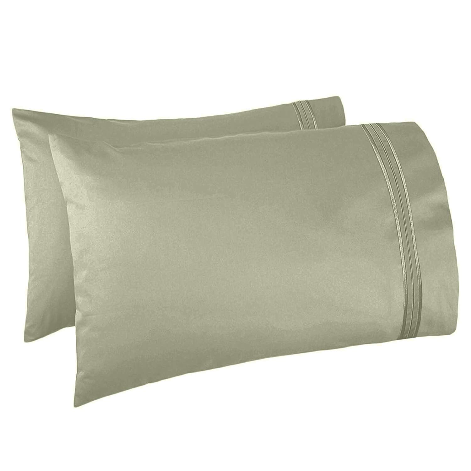 Clara Clark 6 Piece 1800 Microfiber Collection Bed Sheet Set, Deep Pockets Fitted Sheet, Flex-Top King, Sage Green