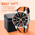 thumbnail image 7 of Black Mens Sport Watches for Men Green Orange Red Blue Bright Colorful Reloj Hombre Cool Unique Analog Stylish Wrist Watch Chronograph for Running Training Stopwatch, 7 of 7