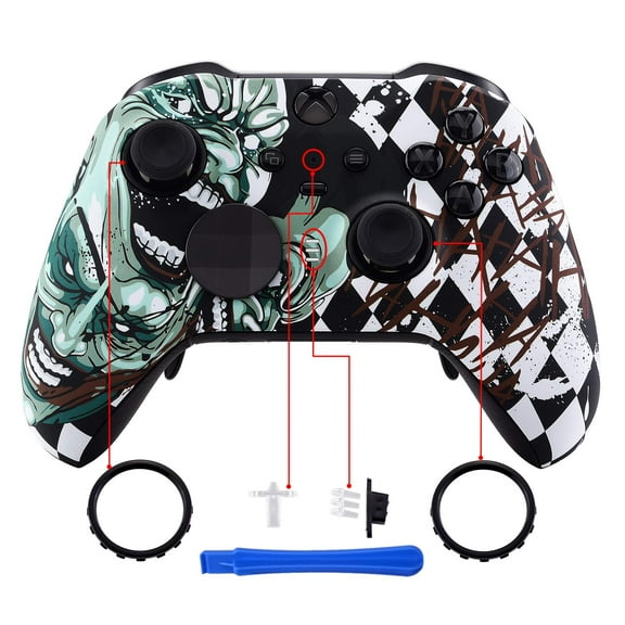 eXtremeRate Custom Design Unique Chameleon Purple Blue Top Shell Front Housing Replacement Faceplate for Xbox One Elite Controller 1698 with Thumbstick Accent Rings- Controller NOT Included