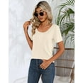 thumbnail image 3 of 2 Pcs Womens T Shirt Tops with Scoop Neck Basic Casual Tee Women Basic Layer Shirts, 3 of 5