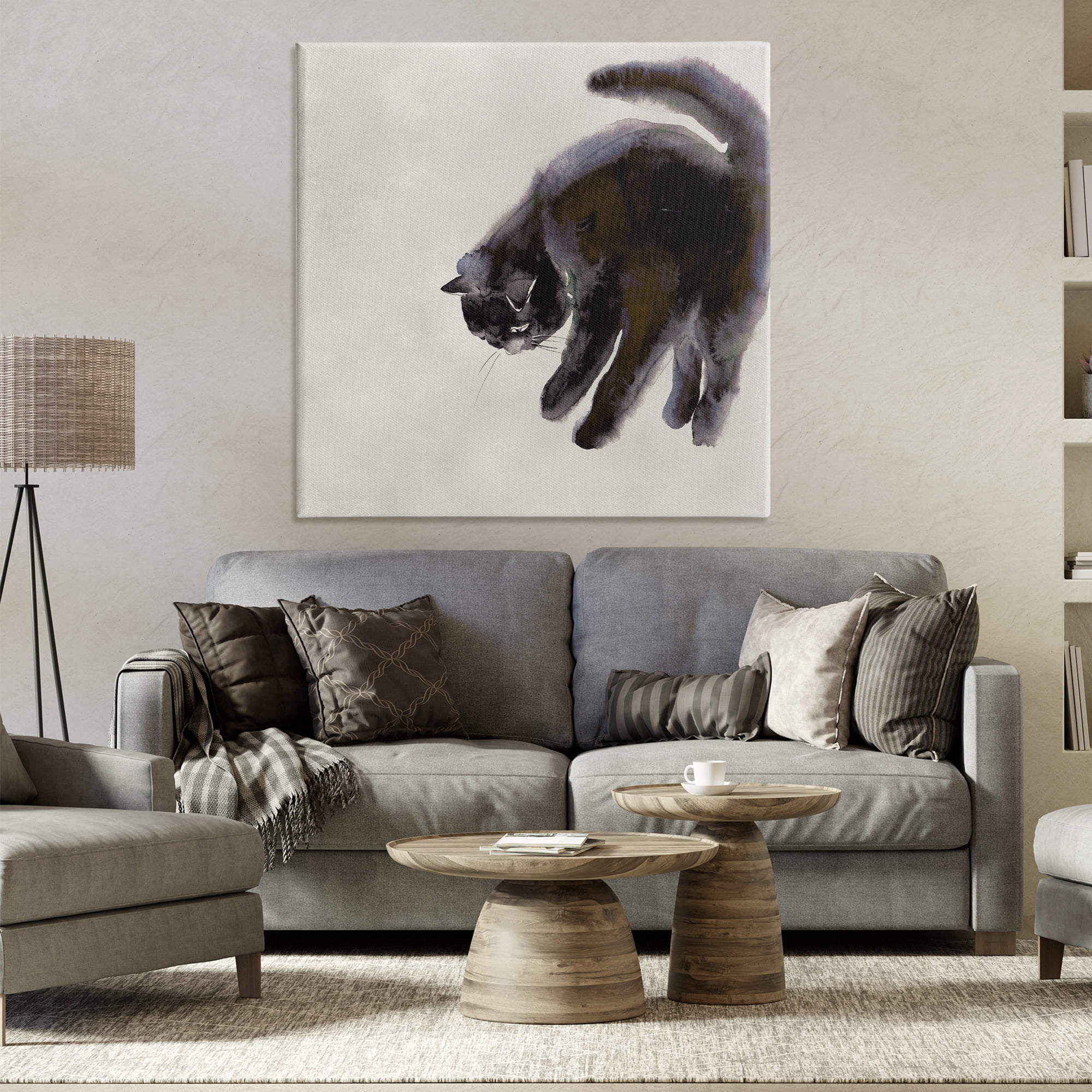 Stupell Industries Simple Cat Watercolor Animals Painting Wrapped Canvas Art Print Wall Art, 36 x 36