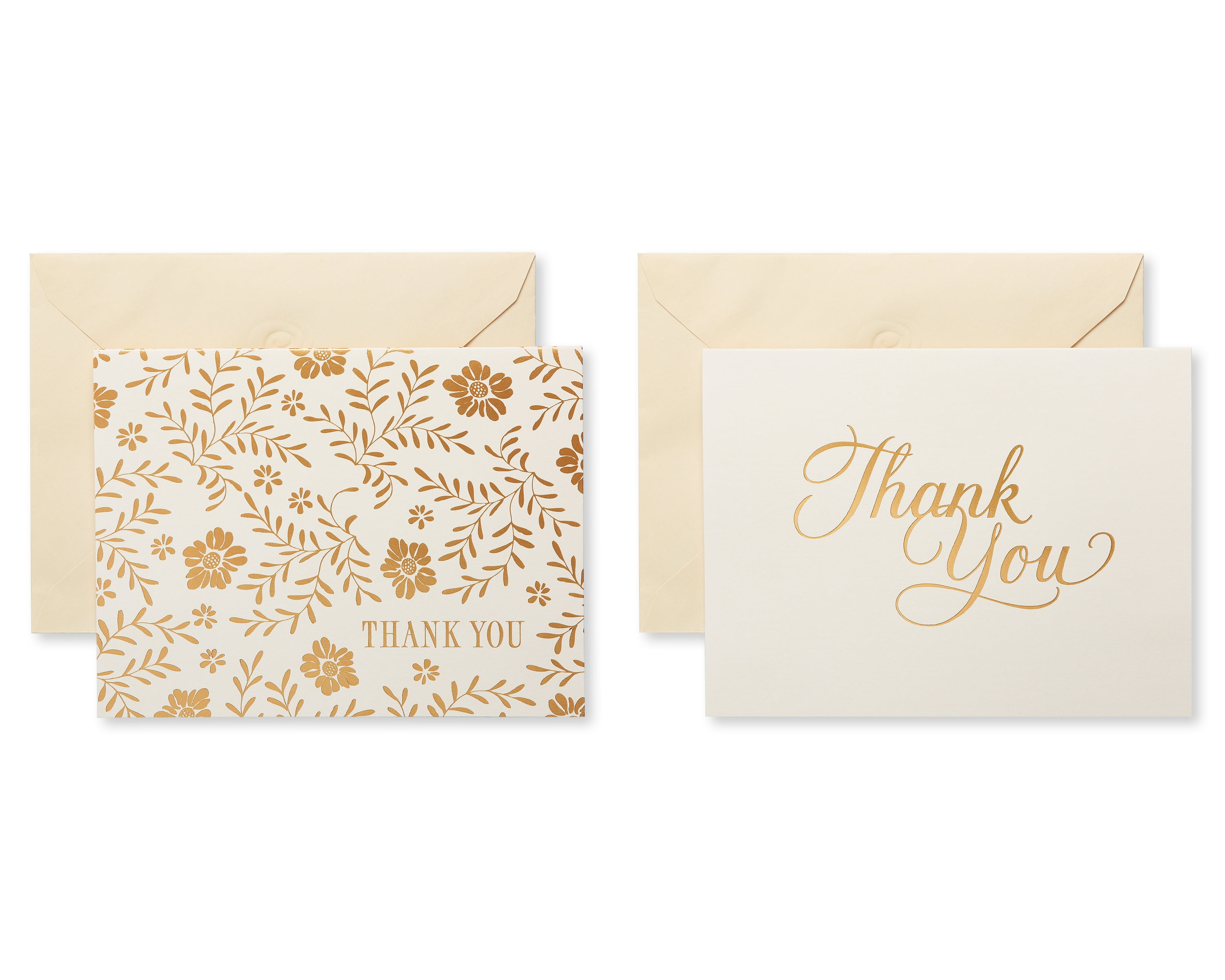 Elegant Water Colour floral thank you card Set of 8 Gold foil embossed ...