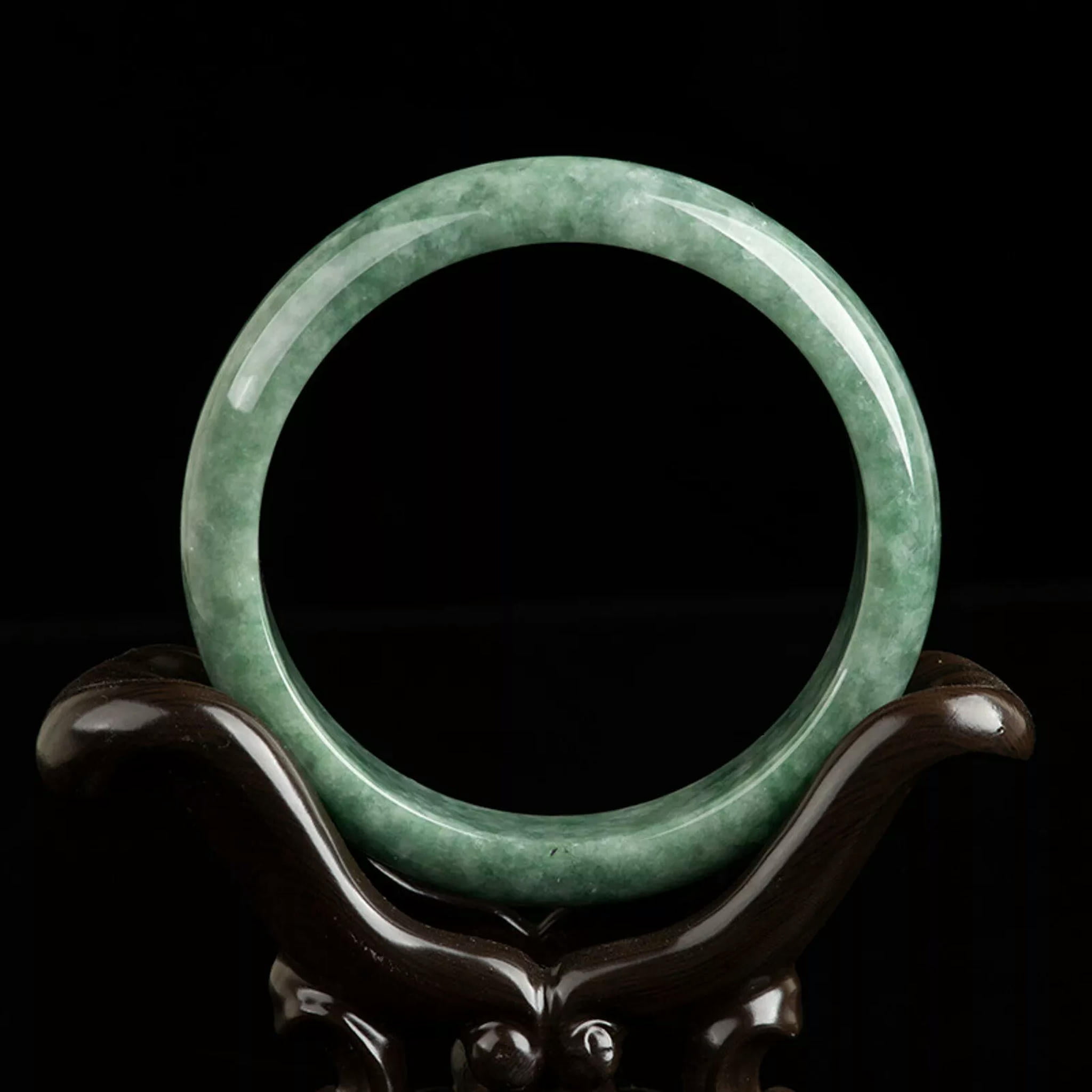 HOOUN Natural Grade A Jade Jadeite Bangle Men Women Gift Lucky Green Smooth Bracelet